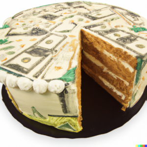 איך מחלקים עוגה פיננסית? עוצב על ידי ליבי ברגמן באמצעות DALL E 2 